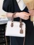 Letter Graphic Litchi Embossed Square Bag