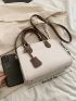 Letter Graphic Litchi Embossed Square Bag