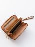Letter Embossed Long Wallet With Wristlet