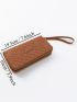 Letter Embossed Long Wallet With Wristlet