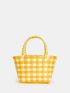 Mini Colorblock Double Handle Straw Bag