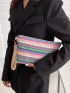 Colorblock Straw Bag
