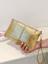 Metallic Crocodile Embossed Square Bag With Wristlet