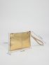 Metallic Crocodile Embossed Square Bag With Wristlet