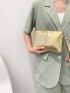 Metallic Crocodile Embossed Square Bag With Wristlet