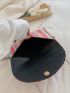 Colorblock Striped Pattern Straw Bag Chain Flap Vacation