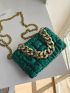 Zip Design Chain Flap Bag