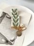 Leaf Embroidered Tape & Faux Pearl Bag Charm