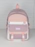 Letter Patch & Buckle Decor Functional Backpack