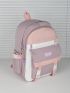 Letter Patch & Buckle Decor Functional Backpack