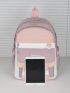 Letter Patch & Buckle Decor Functional Backpack