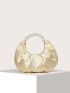 Satin Faux Pearl Beaded Ruched Bag