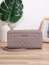 Letter Graphic Quilted Long Wallet With Wristlet