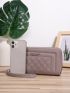 Letter Graphic Quilted Long Wallet With Wristlet