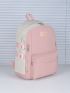 Colorblock Letter Patch Decor Functional Backpack