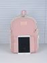 Colorblock Letter Patch Decor Functional Backpack