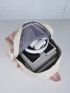 Colorblock Letter Patch Decor Functional Backpack