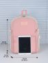 Colorblock Letter Patch Decor Functional Backpack