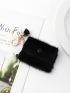 Fuzzy Snap Button Coin Purse With Bag Charm