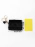 Fuzzy Snap Button Coin Purse With Bag Charm