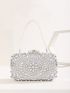 Mini Rhinestone & Faux Pearl Decor Box Bag