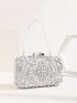 Mini Rhinestone & Faux Pearl Decor Box Bag