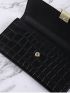 Crocodile Embossed Snap Button Long Wallet