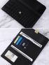 Crocodile Embossed Snap Button Long Wallet