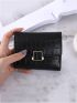 Crocodile Embossed Snap Button Small Wallet