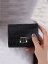 Crocodile Embossed Snap Button Small Wallet