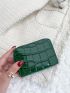 Stone Embossed Zipper Around Small Wallet