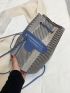 Striped Pattern Zip Front Bucket Bag