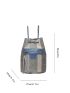 Striped Pattern Zip Front Bucket Bag