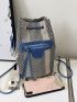 Striped Pattern Zip Front Bucket Bag