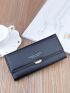 Slogan Graphic Flap Long Wallet