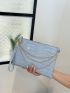 Crocodile Embossed Chain Square Bag With Wristlet