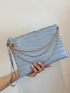 Crocodile Embossed Chain Square Bag With Wristlet
