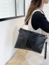 Crocodile Embossed Chain Square Bag