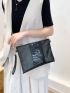 Crocodile Embossed Chain Square Bag