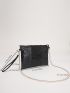 Crocodile Embossed Chain Square Bag