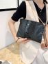 Crocodile Embossed Chain Square Bag