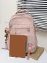 Letter Patch & Buckle Decor Functional Backpack