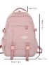 Letter Patch & Buckle Decor Functional Backpack