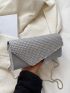 Rhinestone Decor Flap Chain Square Bag