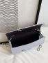 Rhinestone Decor Flap Chain Square Bag