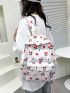 Cherry Print Functional Backpack With Bag Charm