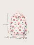 Cherry Print Functional Backpack With Bag Charm