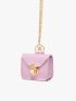 Mini Stitch Detail Metal Lock Design Neck Pouch