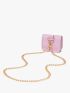 Mini Stitch Detail Metal Lock Design Neck Pouch