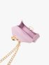 Mini Stitch Detail Metal Lock Design Neck Pouch